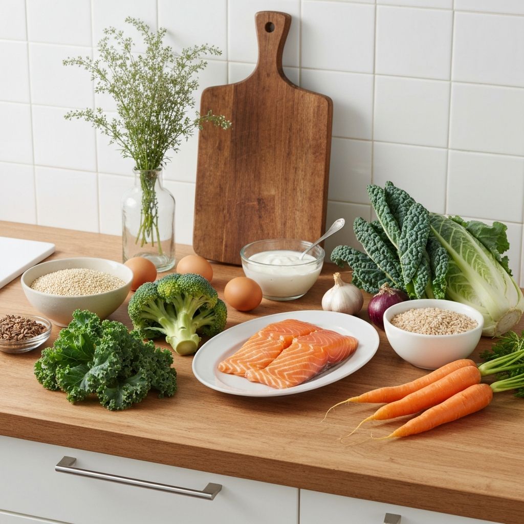 Variety of everyday healthy foods